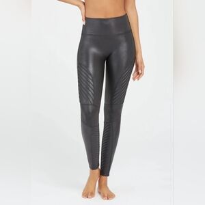 Spanx Faux Leather Moto Leggings Size Small